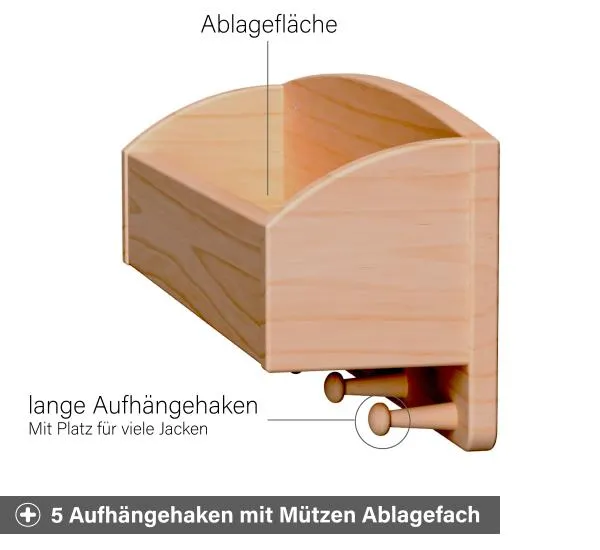 Garderobe klein- mit Ablagefach und Aufhängehaken