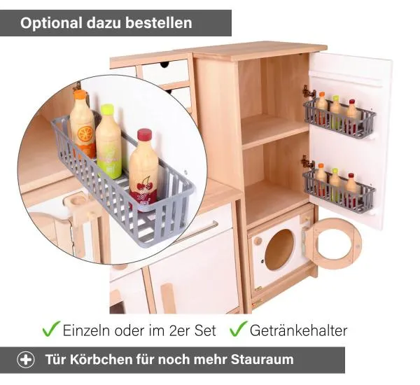 Beistellschrank weiß - Körbchen einzeln oder im 2er Set als Getränkehalterung optional dazu bestellen