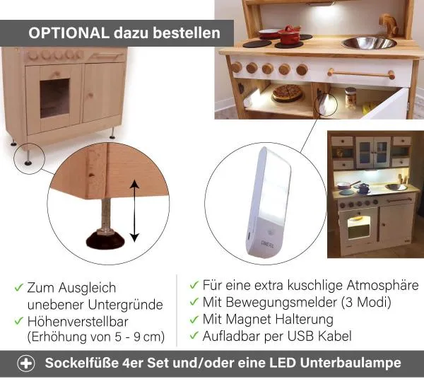 Kinderküche Rotkäppchen Zubehör - Sockelfüße und/oder LED Lampe