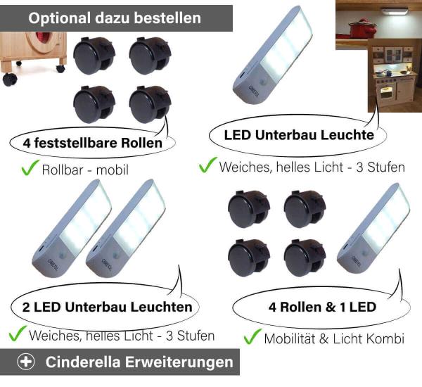 Kita Kinderküche Cinderella - Zubehör - Rollen und/oder LED Leuchte