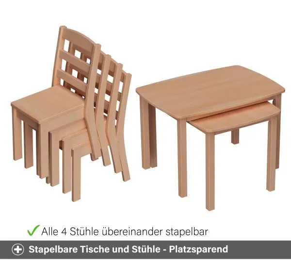 Kindersitzgruppe groß - Stühle & Tische stapelbar