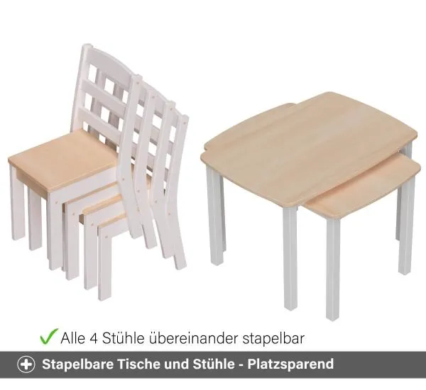 Kindersitzgruppe groß weiß - Stühle & Tische stapelbar