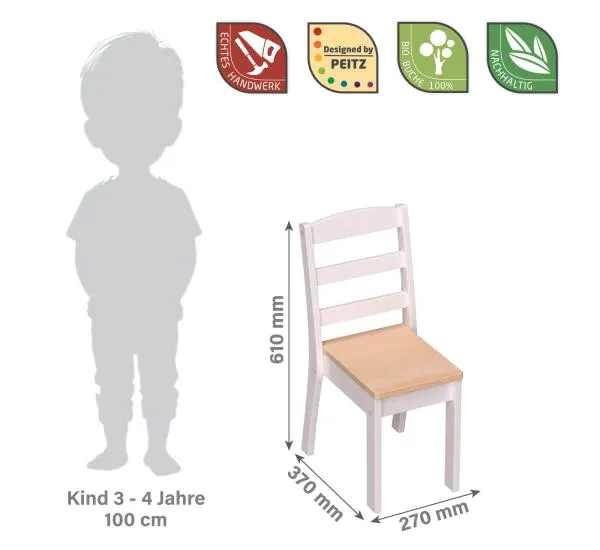 Abmessungen weiß Kinderstuhl