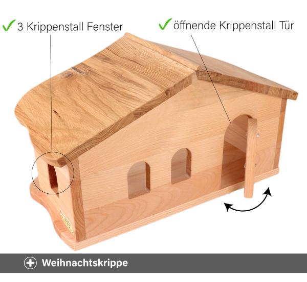 Krippenstall Details - Fenster und öffnende Tür