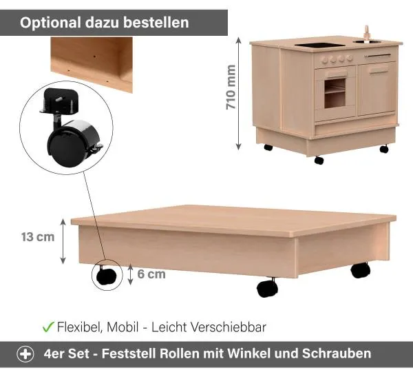 Kinder Küchenblock Podest Feststell Rollen Set - Optional erhältlich