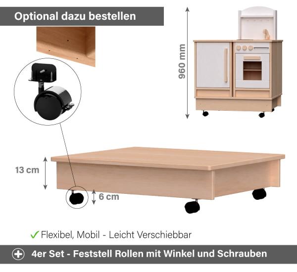 Kinder Küchenblock Podest Feststell Rollen Set - Optional erhältlich