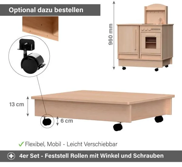 Podest Unterbau - Optional Feststell Rollen mit Winkel und Schrauben