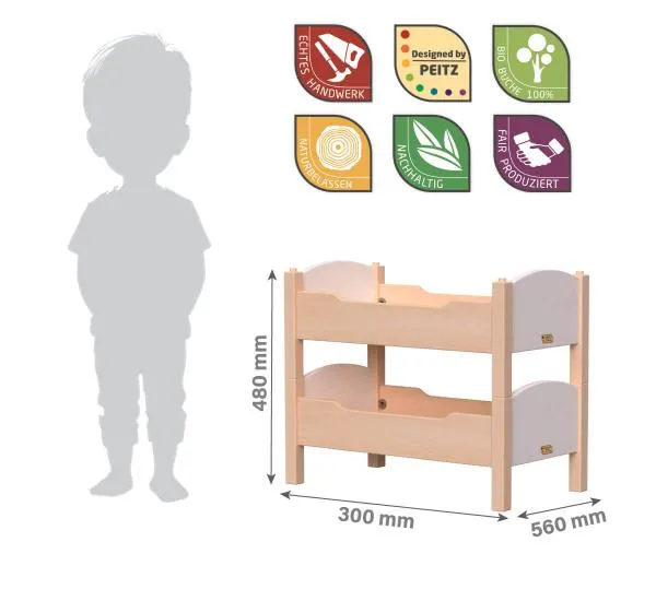 Kinder Puppen Doppelbett weiß Abmessungen