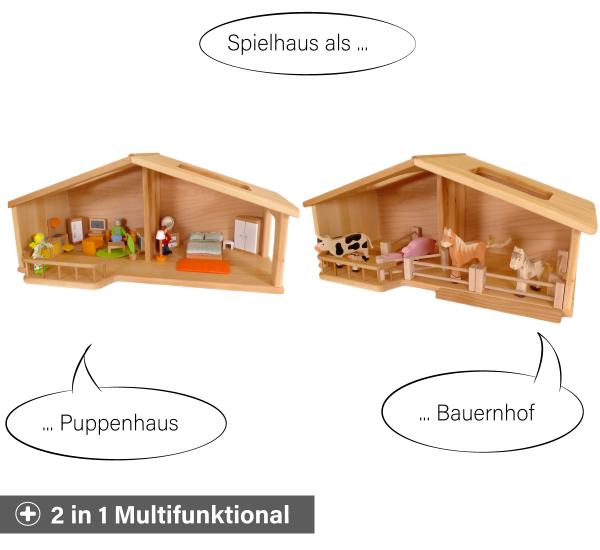 Puppenhaus multifunktional als Bauernhof oder Puppenhaus