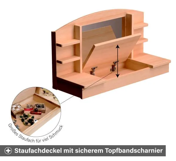 Schminktisch mit großem Staufach für viel Schmuck