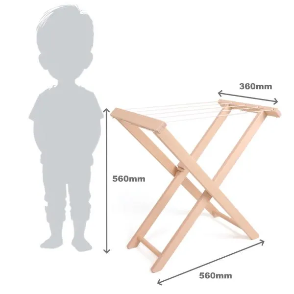 Kinder-Wäscheständer aus Holz klappbar | Montessori Spielzeug Wäscheständer klein