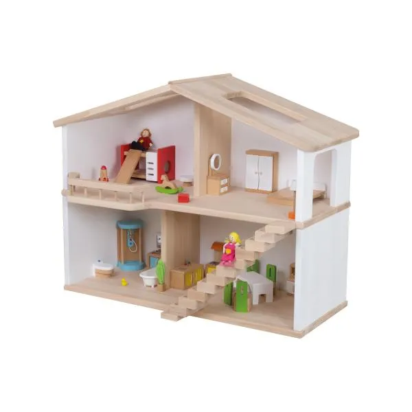 aus doppelstöckig kaufen weiß Massivholz online Puppenhaus »